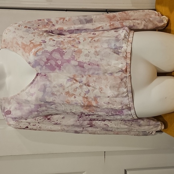 Anthropologie Cloth & Stone Splatter Print V-Neck LS Blouse Sz S EUC - Picture 3 of 13